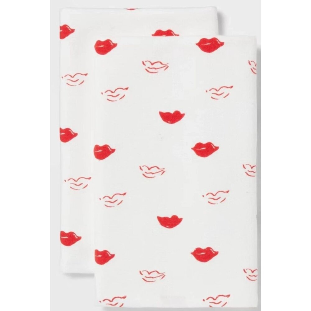 Room Essentials Red Lips 2 Pack Hand Towels Red Lipstick NEW